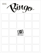 Blank black and white IXL bingo board with Free Space in the center square.